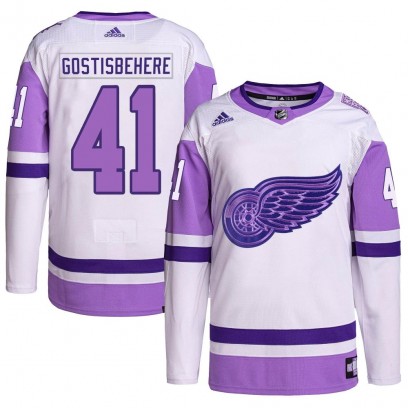 Youth Authentic Detroit Red Wings Shayne Gostisbehere Adidas Hockey Fights Cancer Primegreen Jersey - White/Purple