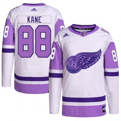 Youth Authentic Detroit Red Wings Patrick Kane Adidas Hockey Fights Cancer Primegreen Jersey - White/Purple