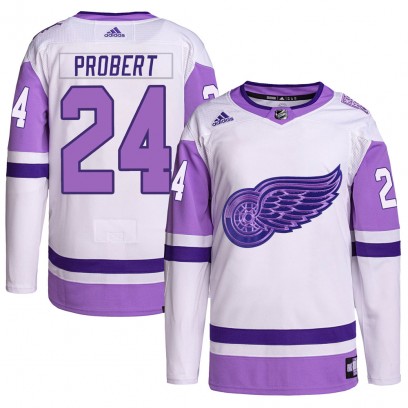 Youth Authentic Detroit Red Wings Bob Probert Adidas Hockey Fights Cancer Primegreen Jersey - White/Purple