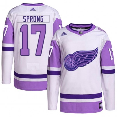 Youth Authentic Detroit Red Wings Daniel Sprong Adidas Hockey Fights Cancer Primegreen Jersey - White/Purple