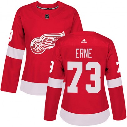Women's Authentic Detroit Red Wings Adam Erne Adidas Home Jersey - Red