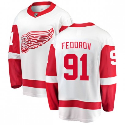 Men's Breakaway Detroit Red Wings Sergei Fedorov Fanatics Branded Away Jersey - White