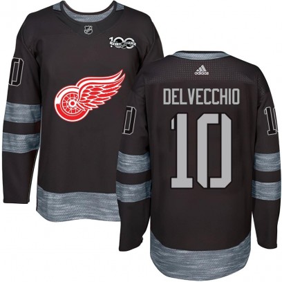 Men's Authentic Detroit Red Wings Alex Delvecchio 1917-2017 100th Anniversary Jersey - Black