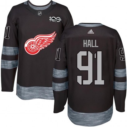Men's Authentic Detroit Red Wings Curtis Hall 1917-2017 100th Anniversary Jersey - Black