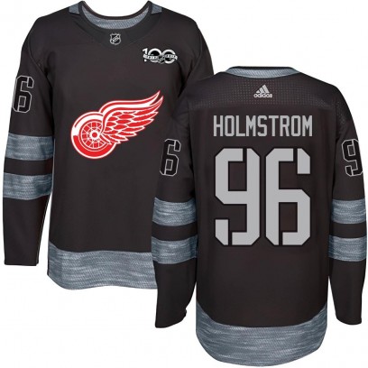Men's Authentic Detroit Red Wings Tomas Holmstrom 1917-2017 100th Anniversary Jersey - Black