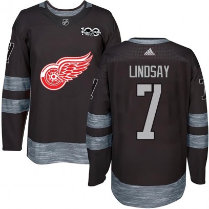 Men's Authentic Detroit Red Wings Ted Lindsay 1917-2017 100th Anniversary Jersey - Black