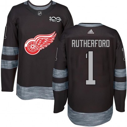 Men's Authentic Detroit Red Wings Jim Rutherford 1917-2017 100th Anniversary Jersey - Black