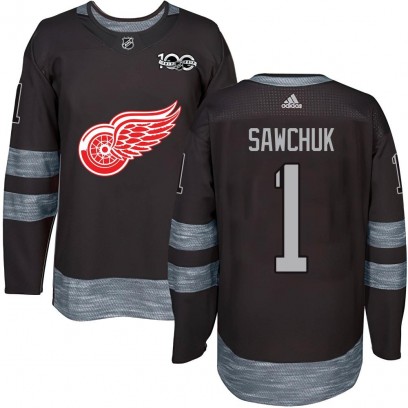 Men's Authentic Detroit Red Wings Terry Sawchuk 1917-2017 100th Anniversary Jersey - Black