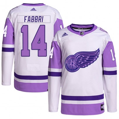 Men's Authentic Detroit Red Wings Robby Fabbri Adidas Hockey Fights Cancer Primegreen Jersey - White/Purple