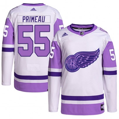 Men's Authentic Detroit Red Wings Keith Primeau Adidas Hockey Fights Cancer Primegreen Jersey - White/Purple
