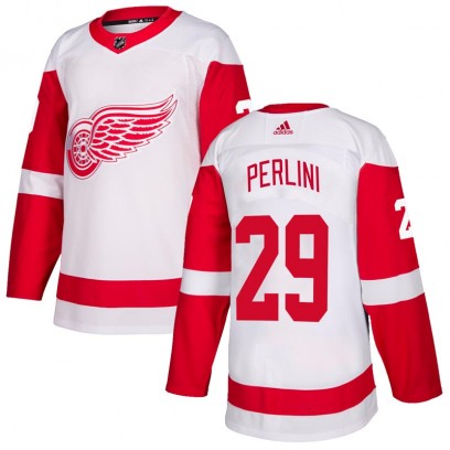 Men's Authentic Detroit Red Wings Brendan Perlini Adidas Jersey - White