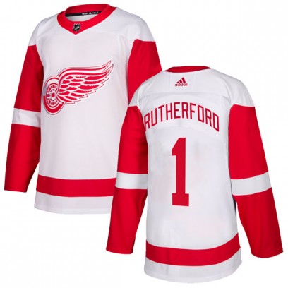 Men's Authentic Detroit Red Wings Jim Rutherford Adidas Jersey - White