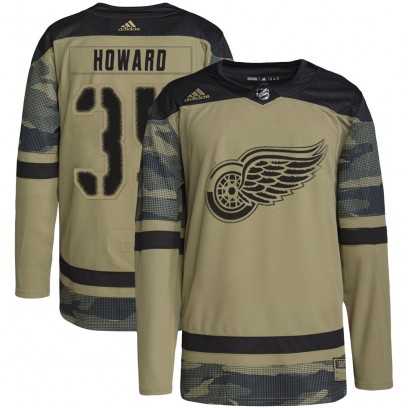 Men's Authentic Detroit Red Wings Jimmy Howard Adidas Military Appreciation Practice Jersey - Camo