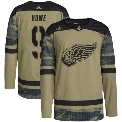 Men's Authentic Detroit Red Wings Gordie Howe Adidas Military Appreciation Practice Jersey - Camo