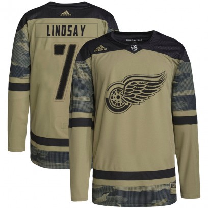 Men's Authentic Detroit Red Wings Ted Lindsay Adidas Military Appreciation Practice Jersey - Camo