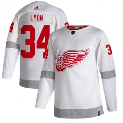 Youth Authentic Detroit Red Wings Alex Lyon Adidas 2020/21 Reverse Retro Jersey - White