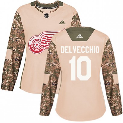 Women's Authentic Detroit Red Wings Alex Delvecchio Adidas Veterans Day Practice Jersey - Camo
