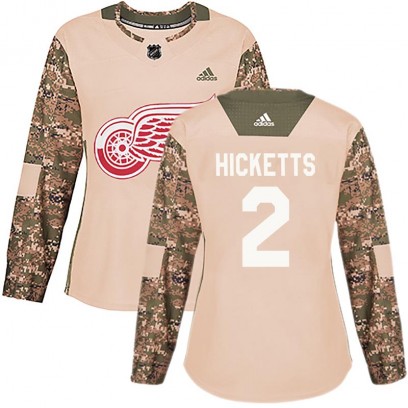 Women's Authentic Detroit Red Wings Joe Hicketts Adidas Veterans Day Practice Jersey - Camo