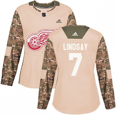 Women's Authentic Detroit Red Wings Ted Lindsay Adidas Veterans Day Practice Jersey - Camo