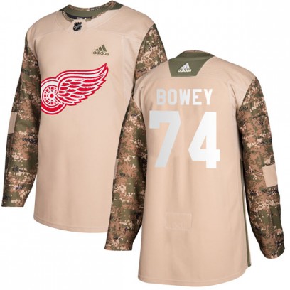 Men's Authentic Detroit Red Wings Madison Bowey Adidas Veterans Day Practice Jersey - Camo
