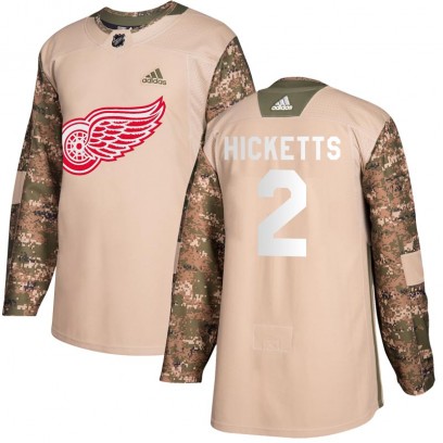Men's Authentic Detroit Red Wings Joe Hicketts Adidas Veterans Day Practice Jersey - Camo