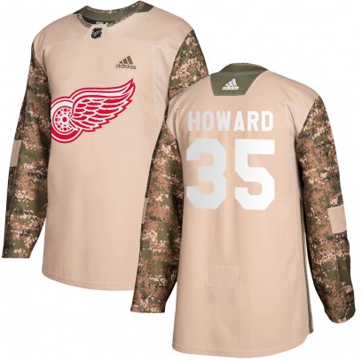 Men's Authentic Detroit Red Wings Jimmy Howard Adidas Veterans Day Practice Jersey - Camo