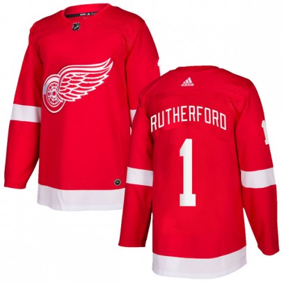 Men's Authentic Detroit Red Wings Jim Rutherford Adidas Home Jersey - Red