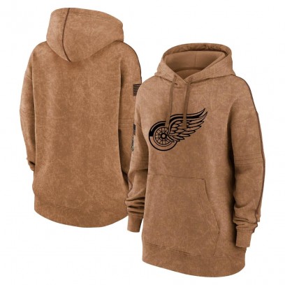 Women's Detroit Red Wings 2023 Salute to Service Pullover Hoodie - Brown