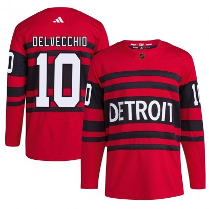 Men's Authentic Detroit Red Wings Alex Delvecchio Adidas Reverse Retro 2.0 Jersey - Red