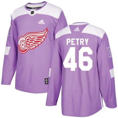 Men's Authentic Detroit Red Wings Jeff Petry Adidas Hockey Fights Cancer Practice Jersey - Purple