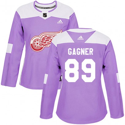 Women's Authentic Detroit Red Wings Sam Gagner Adidas ized Hockey Fights Cancer Practice Jersey - Purple