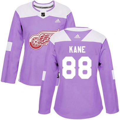 Women's Authentic Detroit Red Wings Patrick Kane Adidas Hockey Fights Cancer Practice Jersey - Purple