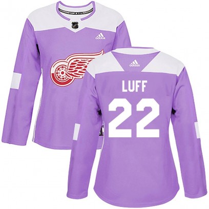 Women's Authentic Detroit Red Wings Matt Luff Adidas Hockey Fights Cancer Practice Jersey - Purple
