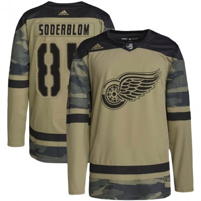 Youth Authentic Detroit Red Wings Elmer Soderblom Adidas Military Appreciation Practice Jersey - Camo