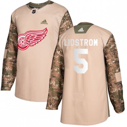 Youth Authentic Detroit Red Wings Nicklas Lidstrom Adidas Veterans Day Practice Jersey - Camo