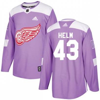 Youth Authentic Detroit Red Wings Darren Helm Adidas Hockey Fights Cancer Practice Jersey - Purple