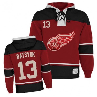 Youth Authentic Detroit Red Wings Pavel Datsyuk Old Time Hockey Sawyer Hooded Sweatshirt - Red