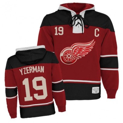 Youth Authentic Detroit Red Wings Steve Yzerman Old Time Hockey Sawyer Hooded Sweatshirt - Red