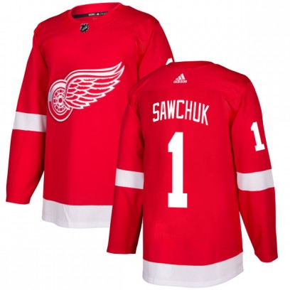 Men's Authentic Detroit Red Wings Terry Sawchuk Adidas Jersey - Red