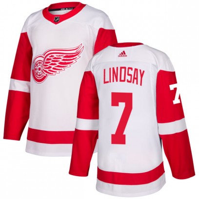 Men's Authentic Detroit Red Wings Ted Lindsay Adidas Jersey - White