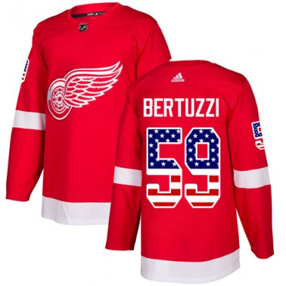 Youth Authentic Detroit Red Wings Tyler Bertuzzi Adidas USA Flag Fashion Jersey - Red