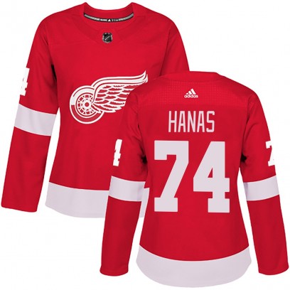 Women's Authentic Detroit Red Wings Cross Hanas Adidas Home Jersey - Red