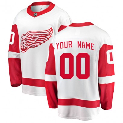 Men's Breakaway Detroit Red Wings Custom Fanatics Branded Custom Away Jersey - White