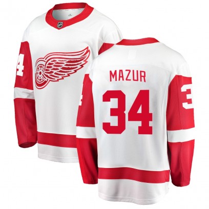 Men's Breakaway Detroit Red Wings Carter Mazur Fanatics Branded Away Jersey - White