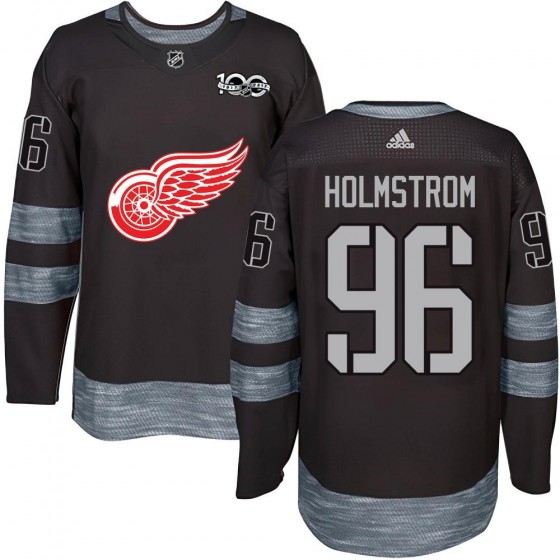 Men's Authentic Detroit Red Wings Tomas Holmstrom 1917-2017 100th Anniversary Jersey - Black