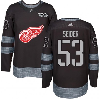 Men's Authentic Detroit Red Wings Moritz Seider 1917-2017 100th Anniversary Jersey - Black