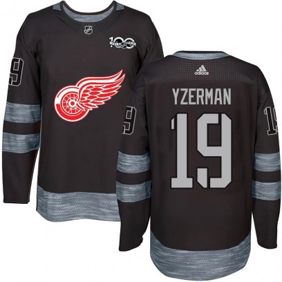 Men's Authentic Detroit Red Wings Steve Yzerman 1917-2017 100th Anniversary Jersey - Black