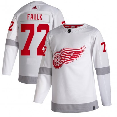 Men's Authentic Detroit Red Wings Justin Faulk Adidas 2020/21 Reverse Retro Jersey - White