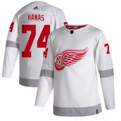 Men's Authentic Detroit Red Wings Cross Hanas Adidas 2020/21 Reverse Retro Jersey - White