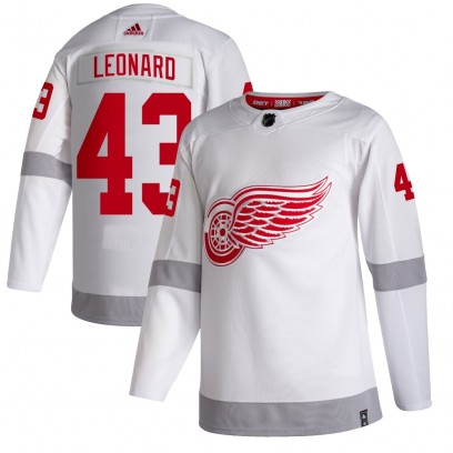 Men's Authentic Detroit Red Wings John Leonard Adidas 2020/21 Reverse Retro Jersey - White